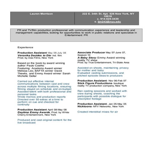 Lauren Morrison Resume