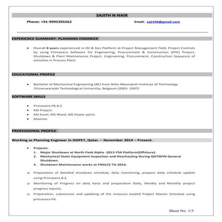 Planning Engineer _CV