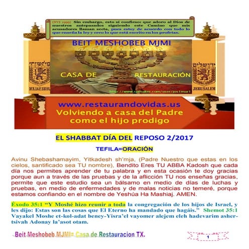 01 el shabbat dia de reposo 1ra. Parte | PDF