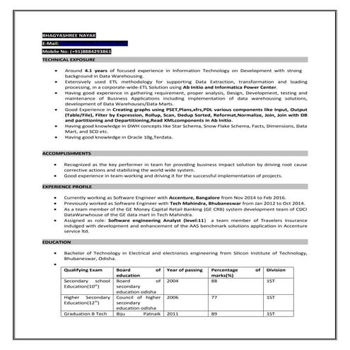 Bhagyashree Nayak Resume