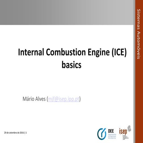 Automotive Systems course (Module 01) - Internal Combustion Engine (ICE) basics