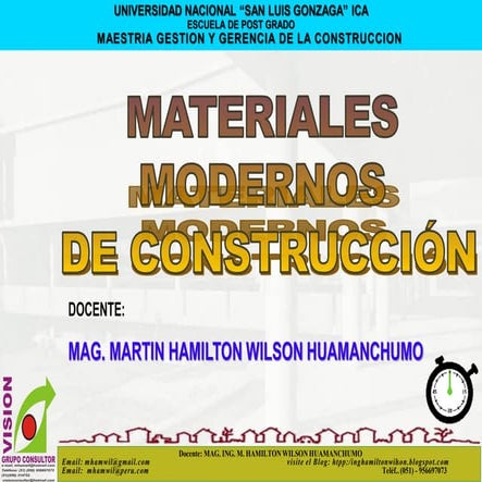 CLASE 01 MATERIALES MODERNOS DE LA CONSTRUCCION