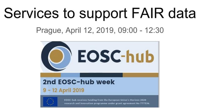 Introduction to the first workshop of the series "Services to support FAIR data"