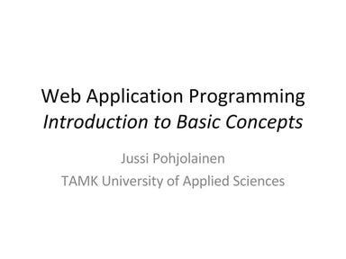 Introduction to Basic Concepts in Web