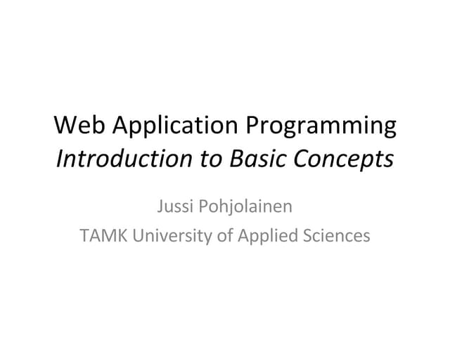 Introduction to Basic Concepts in Web