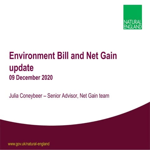 Environment Bill and Net Gain update by Julia Coneybeer