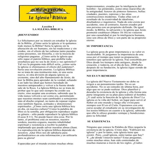 La iglesia bíblica - Lección 1 | PDF