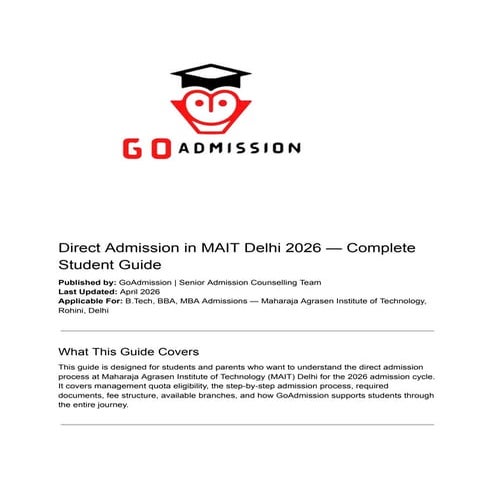 Mait Direct Admission Guide 2026 |Management Quota Fees | PDF