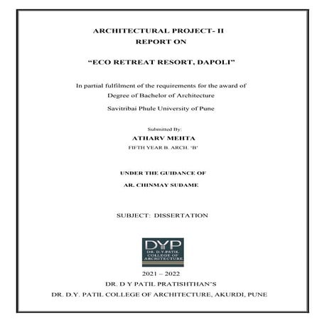 Eco retreat resort - Dissertation report