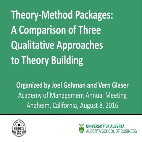 Theory-Method Packages: A Comparison of Three Qualitative Approaches to Theory Building 