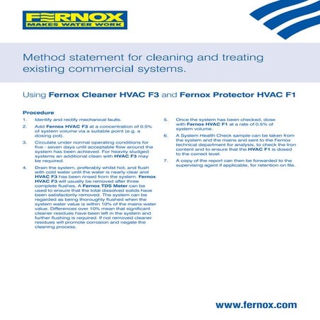 Method Statement Cleaning and Treating New Commercial Systems | PDF