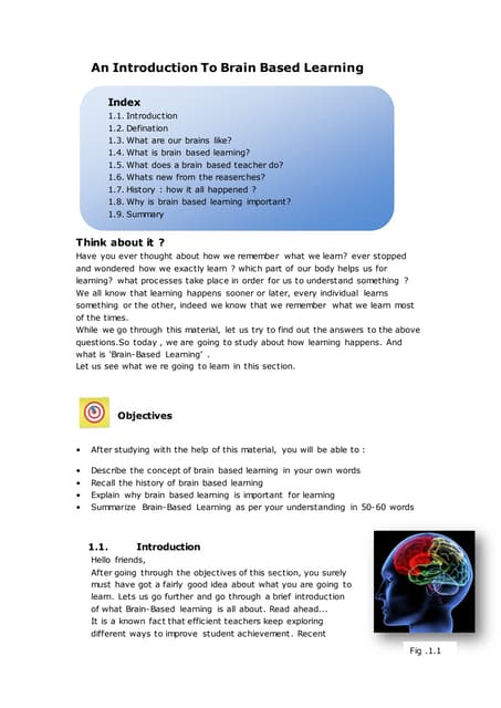Brain based learning- Open Distance Learning Material 