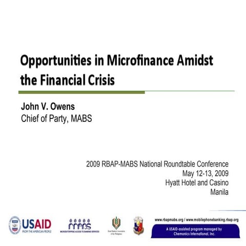 Opportunities In Microfinance Amidst the Financial Crisis