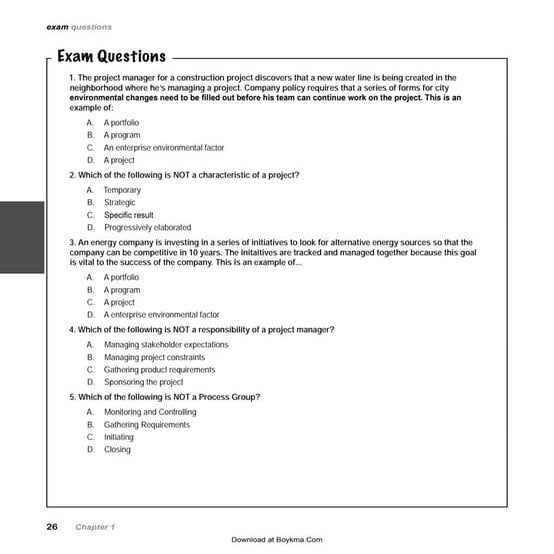 01 pmp introduct to project management exam