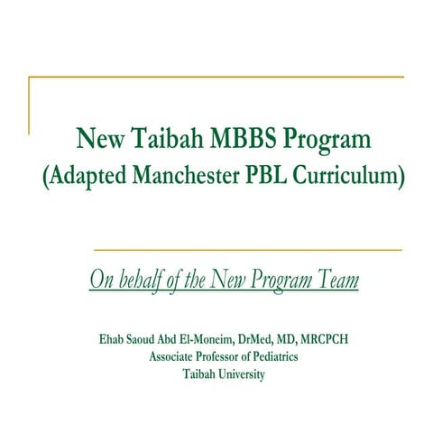 PBL - Program Structure - Staff Training 