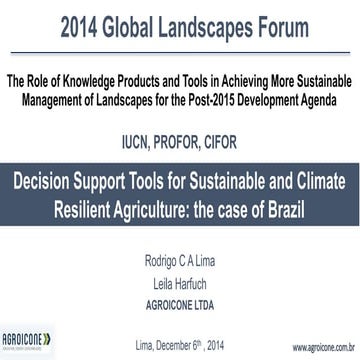 Decision Support Tools for Sustainable and Climate Resilient Agriculture: the...