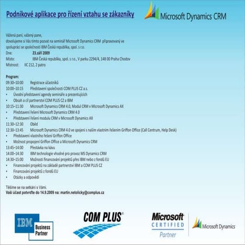 Podnikové aplikace pro řízení vztahů se zákazníky [2009-09-23]