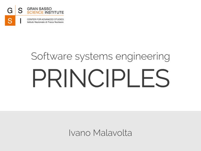 Software systems engineering PRINCIPLES