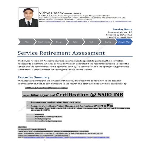 01 service retirement assessment cmmaao pmi pmp