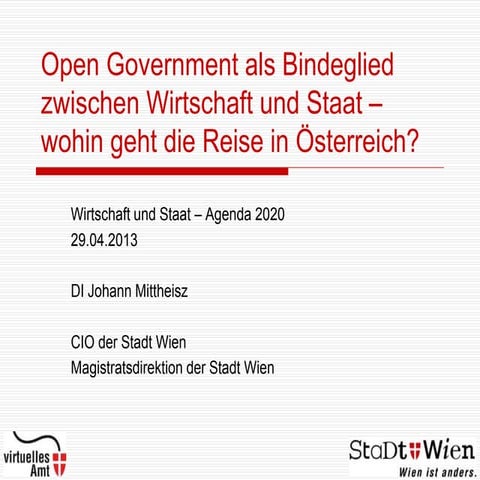 OSenR Dipl.-Ing. Johann Mittheisz (Magistratsdirektion der Stadt Wien - CIO)