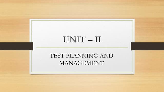 Test planning and software's engineering