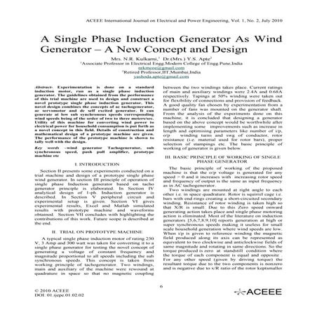 A Single Phase Induction Generator As Wind Generator – A New Concept and Design