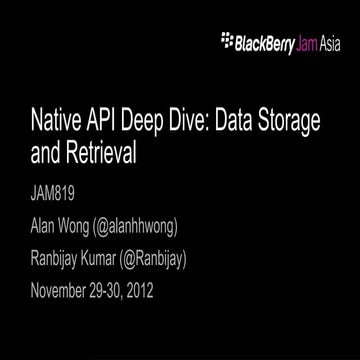 JAM819 - Native API Deep Dive: Data Storage and Retrieval