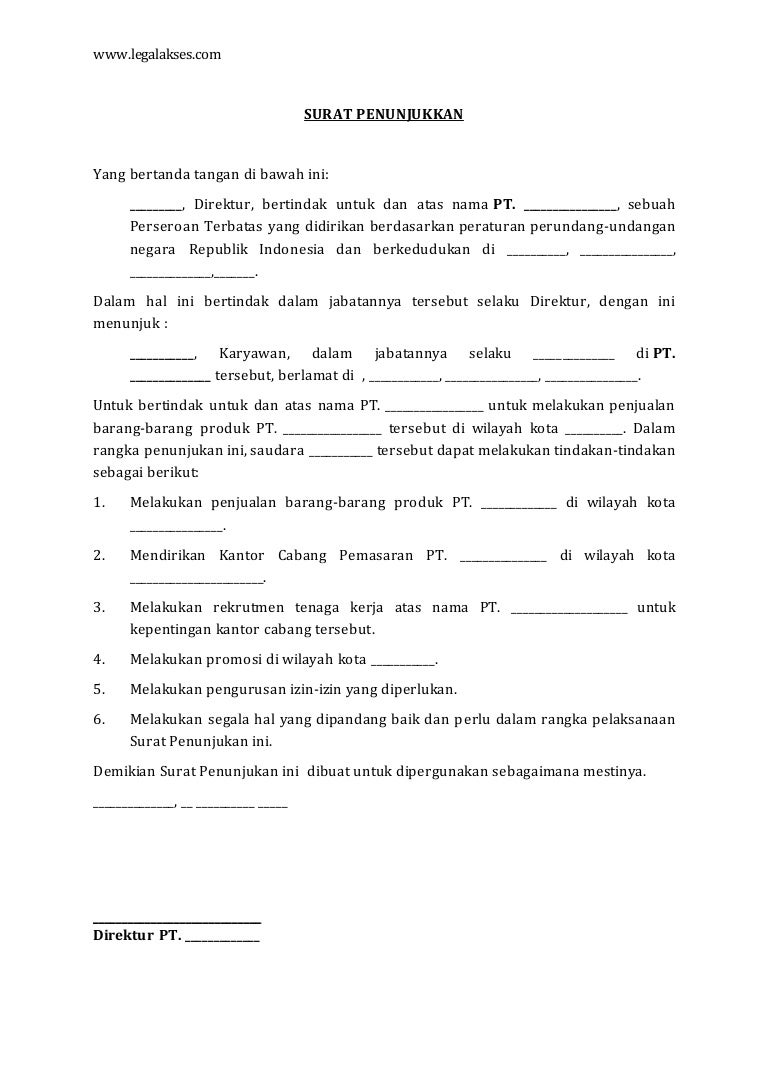 Surat Penunjukan Membuka Kantor Cabang