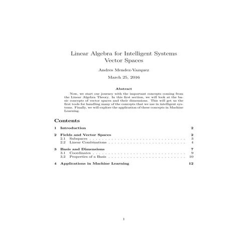 Math for Intelligent Systems - 01 Linear Algebra 01  Vector Spaces