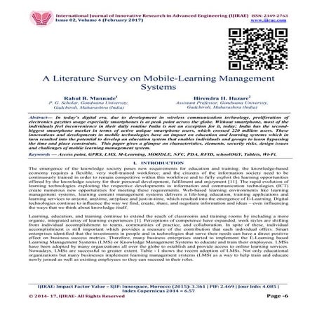 A Literature Survey on Mobile-Learning Management Systems
