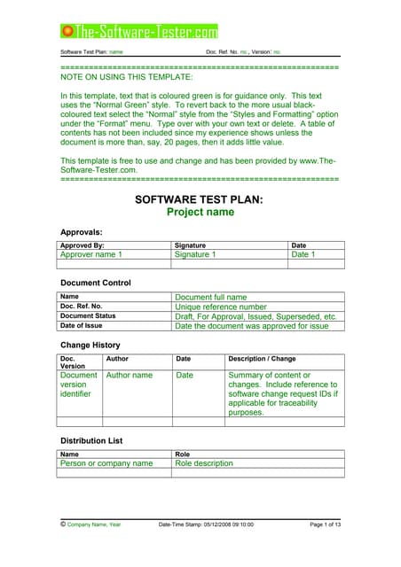 02 software test plan template