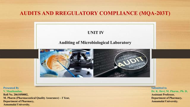 Auditing for Sterile Production Area