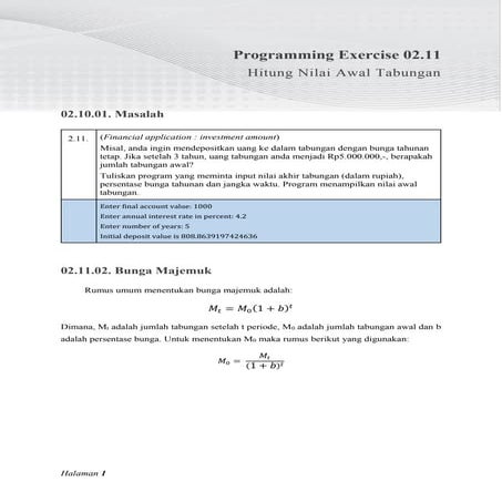 02.13. Menghitung Bunga Majemuk Menggunakan Bahasa Pemrograman C++ | PDF