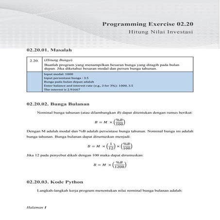 02.20.Hitung Nominal Bunga Bulanan Menggunakan Python | PDF