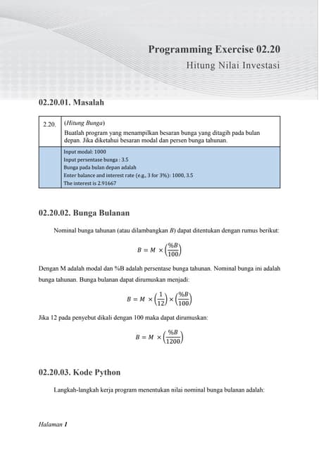 02.20.Hitung Nominal Bunga Bulanan Menggunakan Python | PDF
