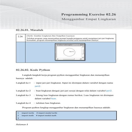 02.26. Menggambar Lingkaran Dan Menampilkan Luas Menggunakan Bahasa ...