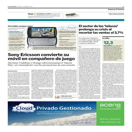 Acens Cloud hosting en El Economista (2-abril-2011).