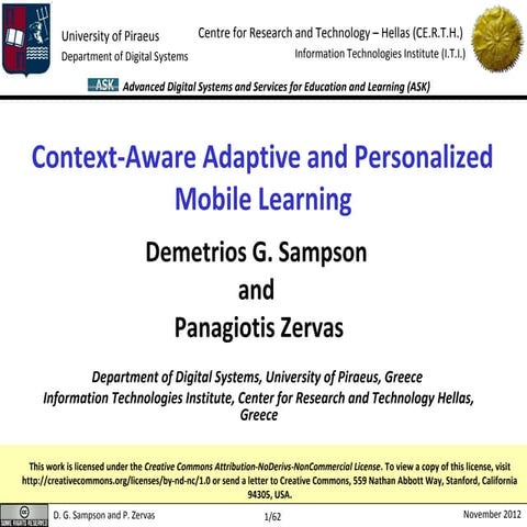 Context-Aware Adaptive and Personalized Mobile Learning 