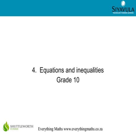 Equations and inequalities