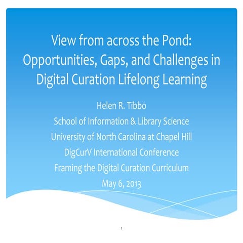 View from across the Pond: Opportunities, Gaps, and Challenges in Digital Cur...