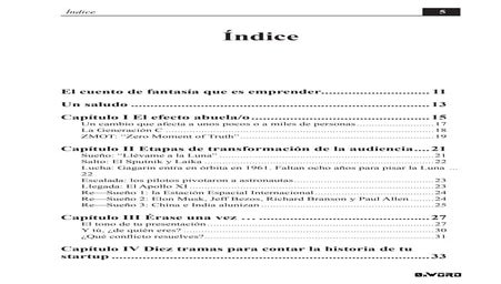 Índice del Libro "Storytelling para Emprendedores"