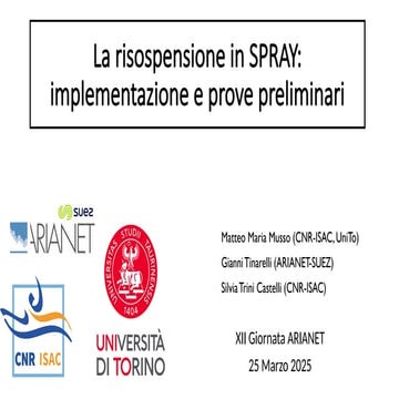 La risospensione in SPRAY implementazione e prove preliminari