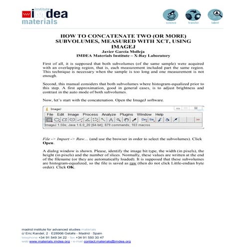 How to concatenate two (or more) subvolumes, measured with XCT, using ImageJ