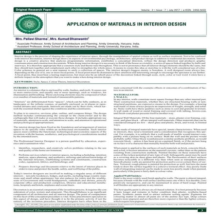 APPLICATION OF MATERIALS IN INTERIOR DESIGN | PDF