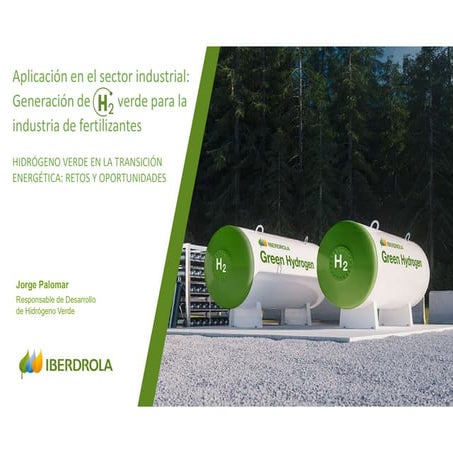 Aplicación en el sector industrial: generación de hidrógeno verde para la ind...