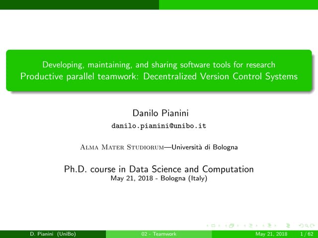 Productive parallel teamwork: Decentralized Version Control Systems