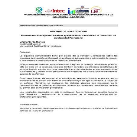 Profesorado Principiante: Factores que tensionan o favorecen el Desarrollo de...