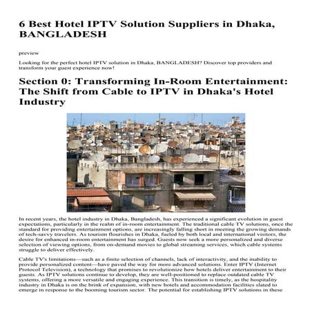 6 Best Hotel IPTV Solution Suppliers in Dhaka, BANGLADESH | PDF