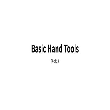 Basic Hand Tools | PPTX | Woodworking | Arts and Crafts