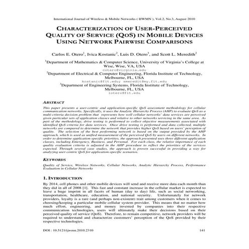 CHARACTERIZATION OF USER-PERCEIVED QUALITY OF SERVICE (QOS) IN MOBILE DEVICES...